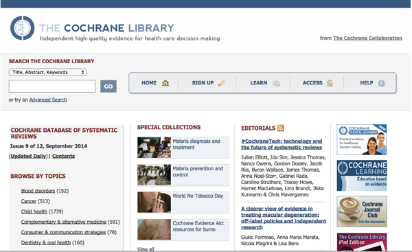 cochrane library home page